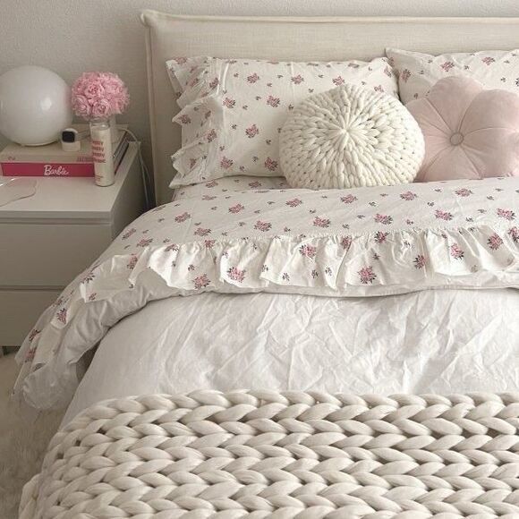 Pottery Barn Teen X Love Shack Fancy Antoinette Ruffle Floral Flat Sheet XL Twin - Picture 4 of 9